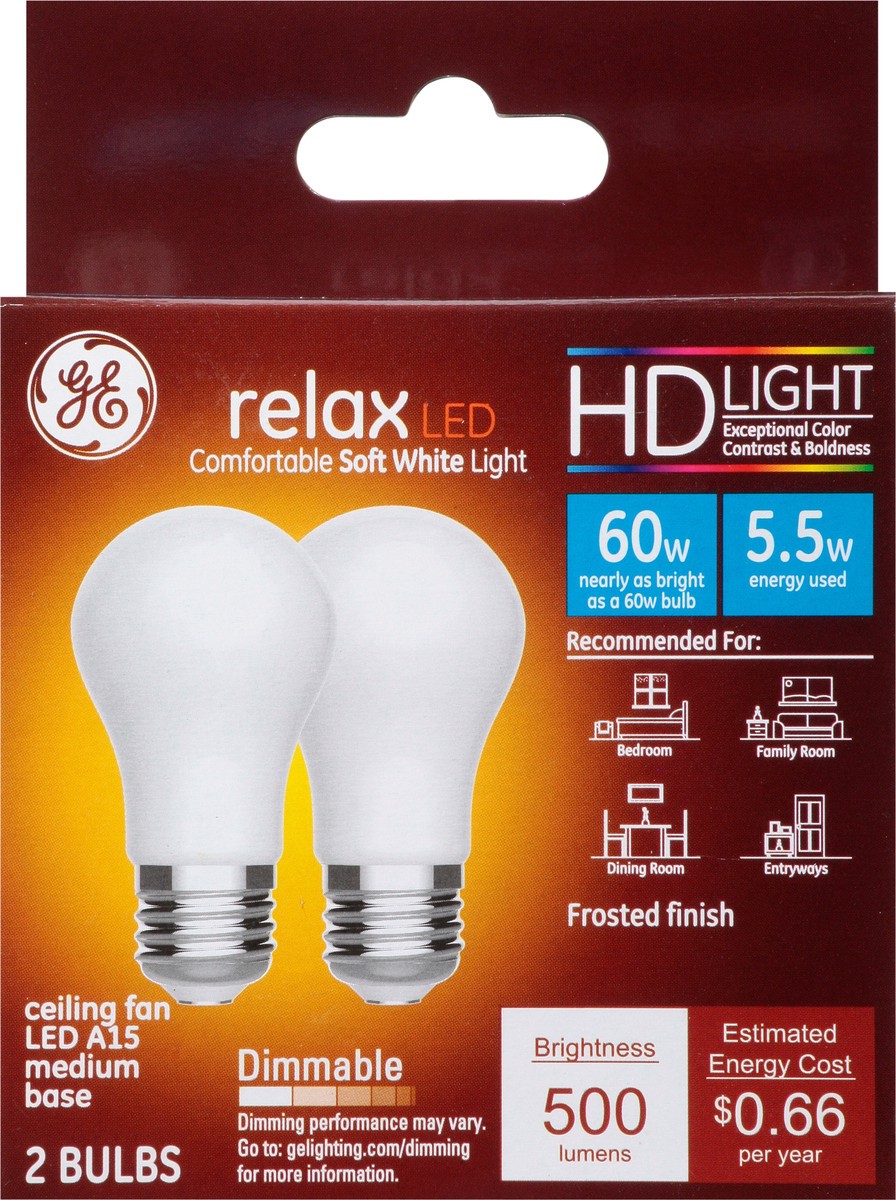 slide 6 of 9, GE Relax 5.5 Watts LED Soft White Light Bulbs 2 ea, 2 ct
