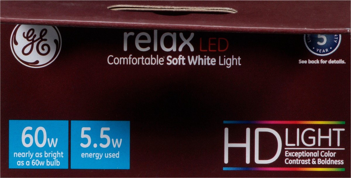 slide 4 of 9, GE Relax 5.5 Watts LED Soft White Light Bulbs 2 ea, 2 ct