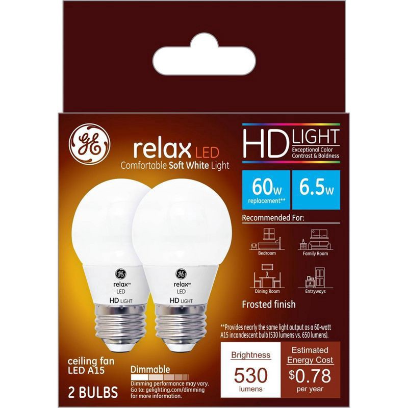 slide 1 of 9, GE Relax 5.5 Watts LED Soft White Light Bulbs 2 ea, 2 ct