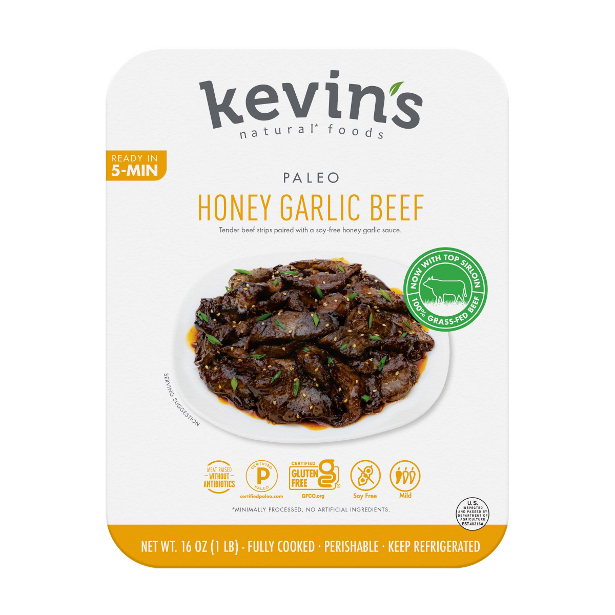 slide 1 of 1, Kevins Natural Foods Kevin's Natural Foods Honey Garlic Beef, 16 oz