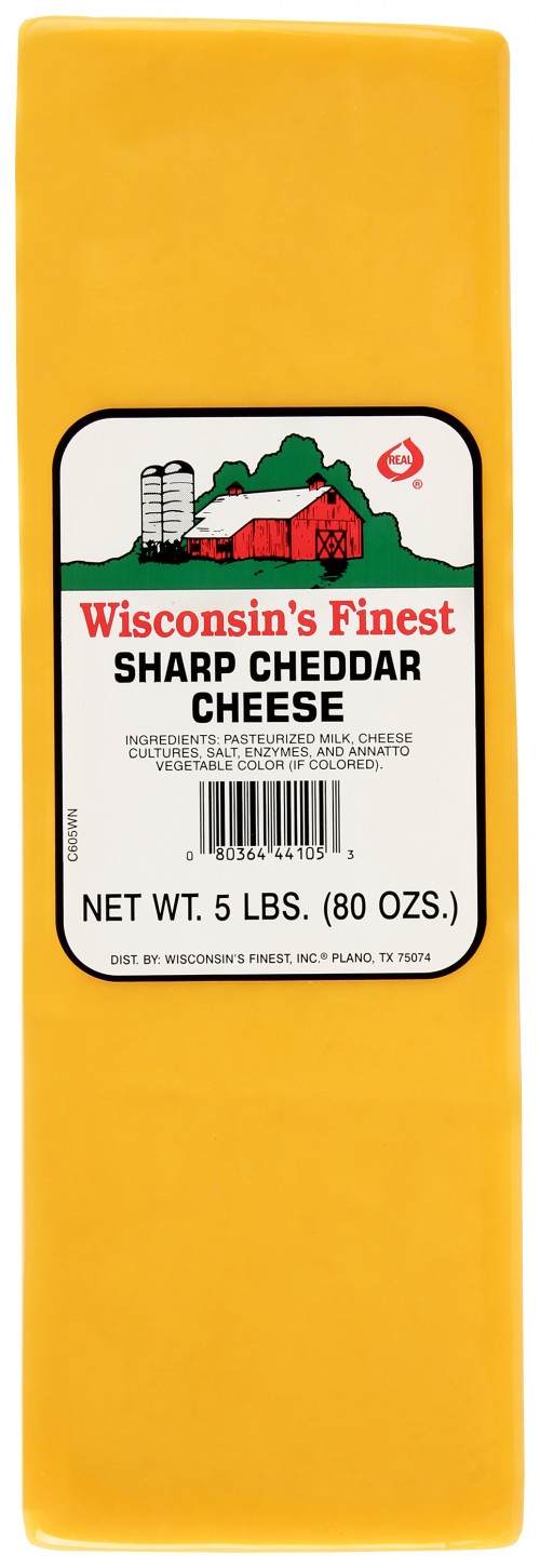 slide 1 of 1, Wisconsin's Finest Sharp Cheddar Cheese 120 Slices, 5 lb