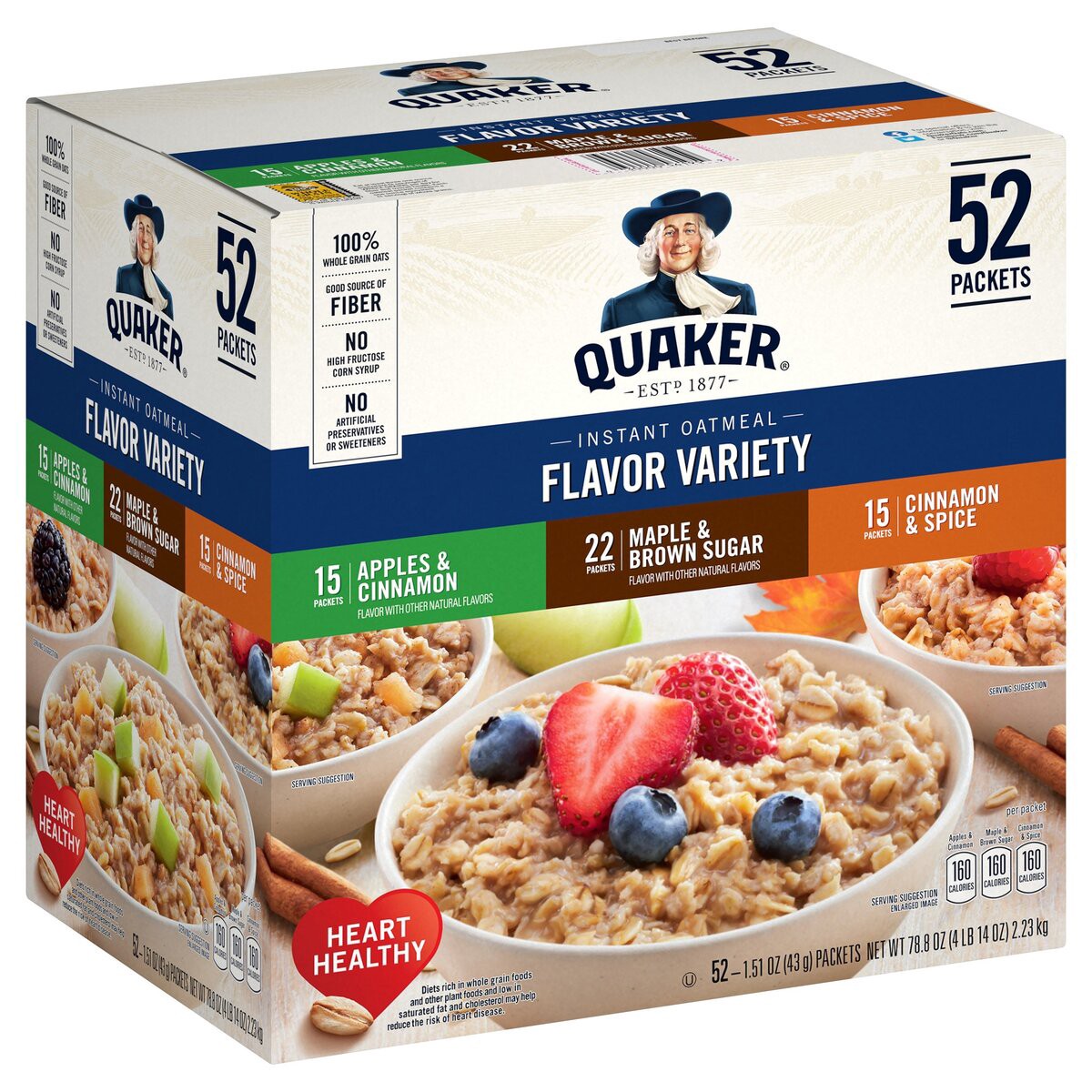 slide 2 of 8, Quaker Instant Oats Hot Cereal, 52 ct