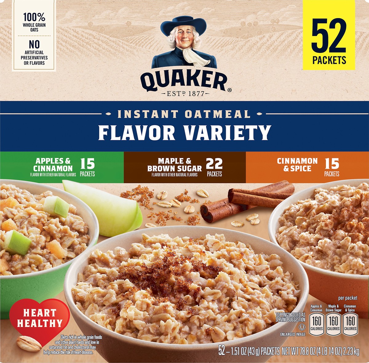 slide 5 of 8, Quaker Instant Oats Hot Cereal, 52 ct