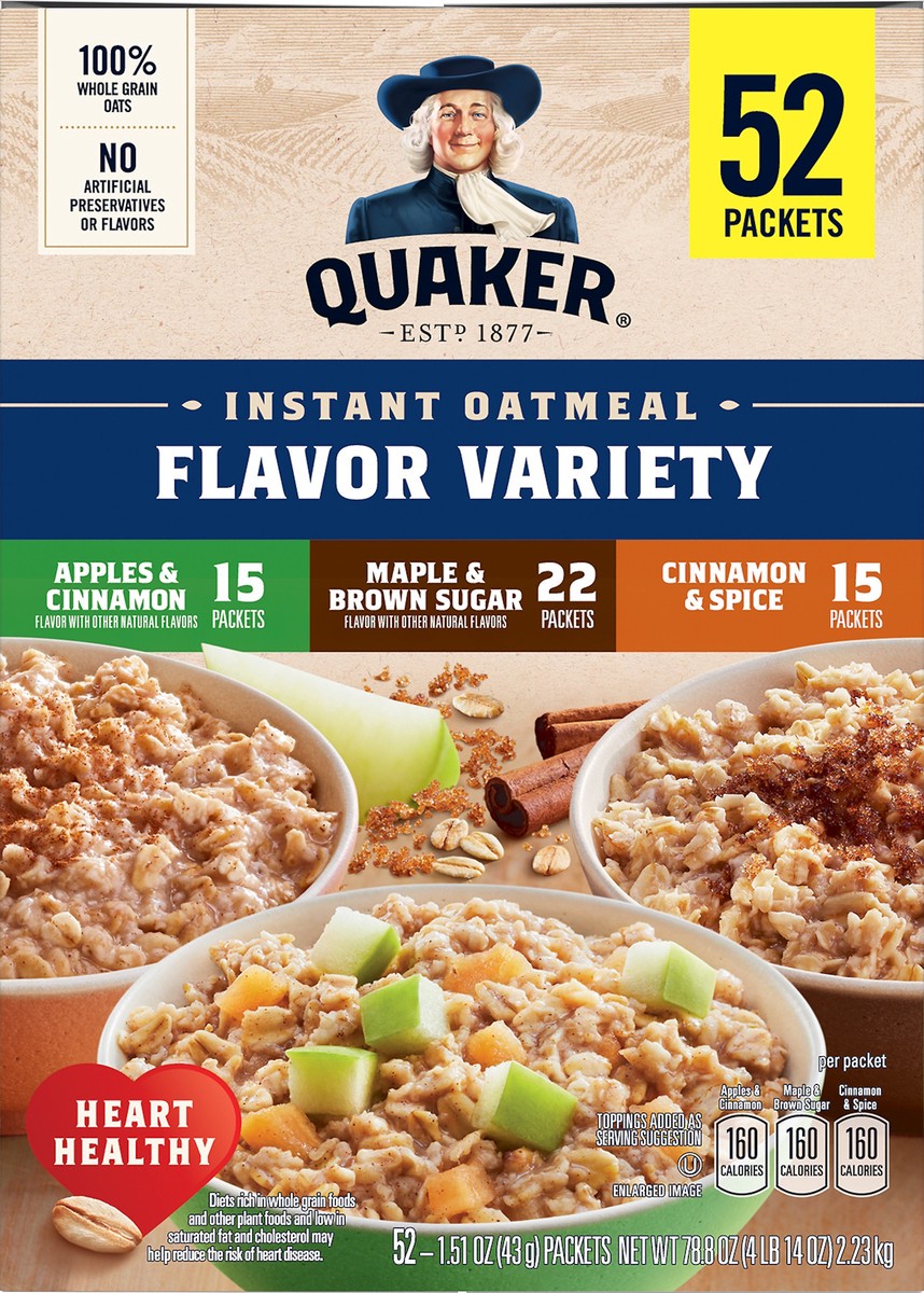 slide 6 of 8, Quaker Instant Oats Hot Cereal, 52 ct