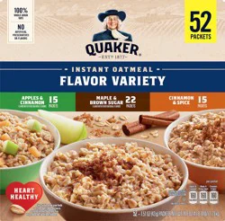 Quaker Instant Oatmeal Flavor Variety 1.51 Oz 52 Count