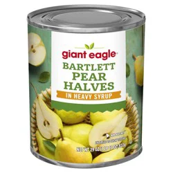 Giant Eagle Halved Pears, Bartlett Pears, In Heavy Syrup