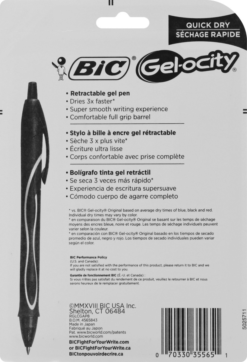 slide 9 of 9, BIC Gel-ocity Quick Dry Fashion Assorted Color Pens, 8 ct