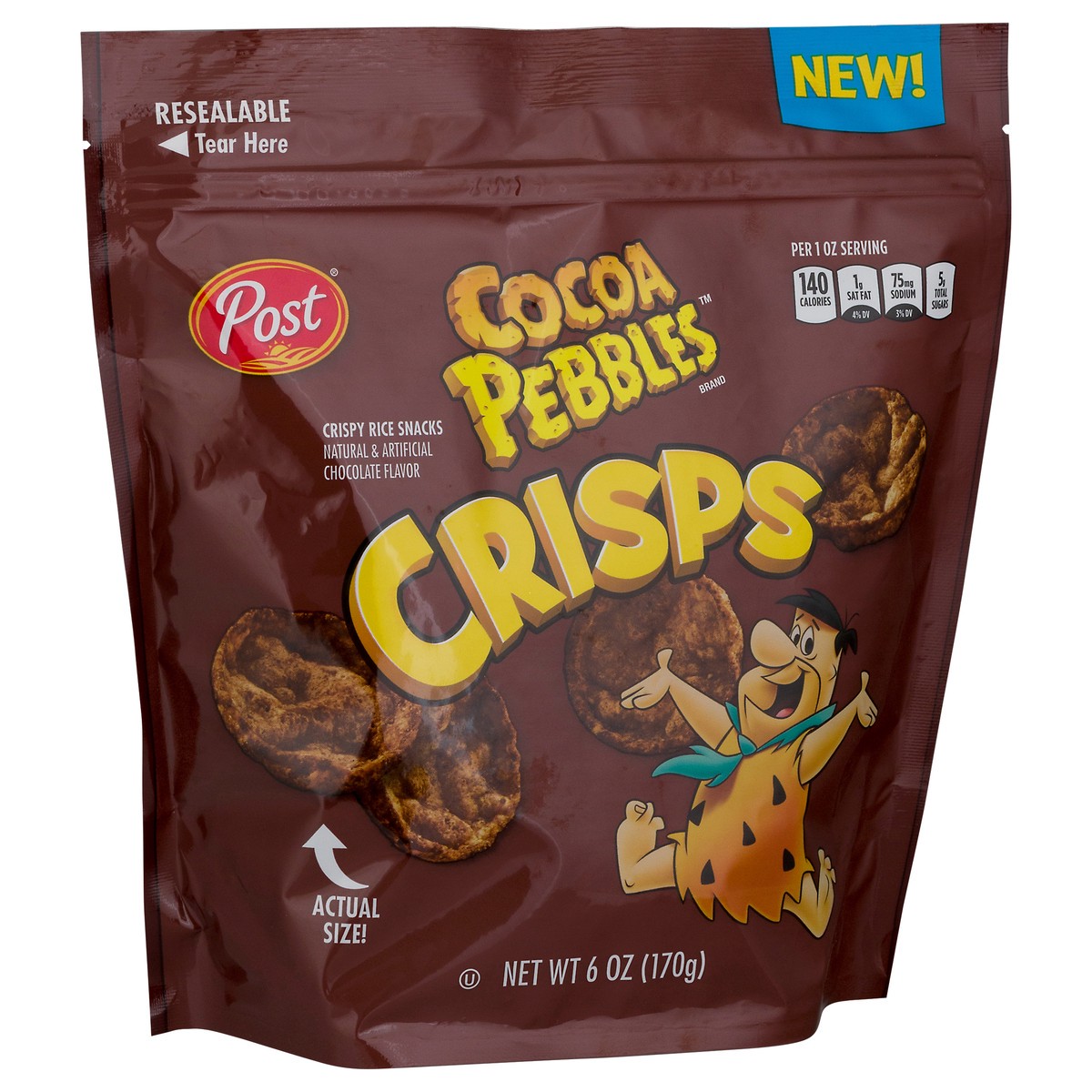 slide 7 of 12, Post New Post Cocoa PEBBLES Crisps, Portable Breakfast Cereal Snack, Kids Snacks, Gluten Free, 6 Oz – 1 count, 6 oz