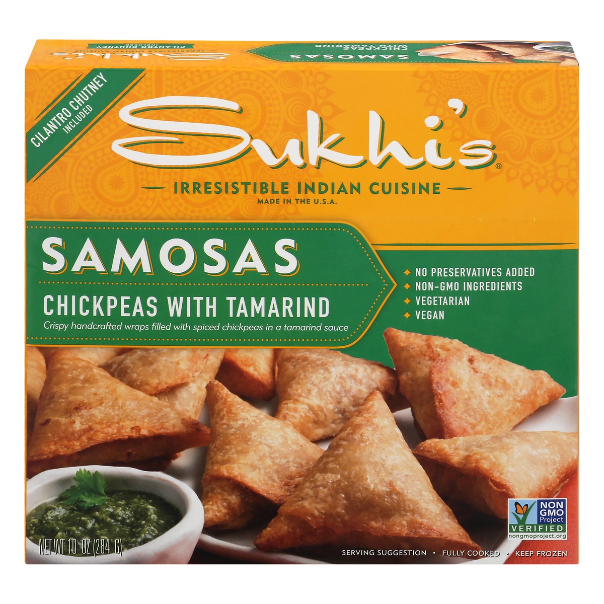 slide 1 of 11, Sukhi's Chickpeas with Tamarind Samosas 10 oz, 10 oz