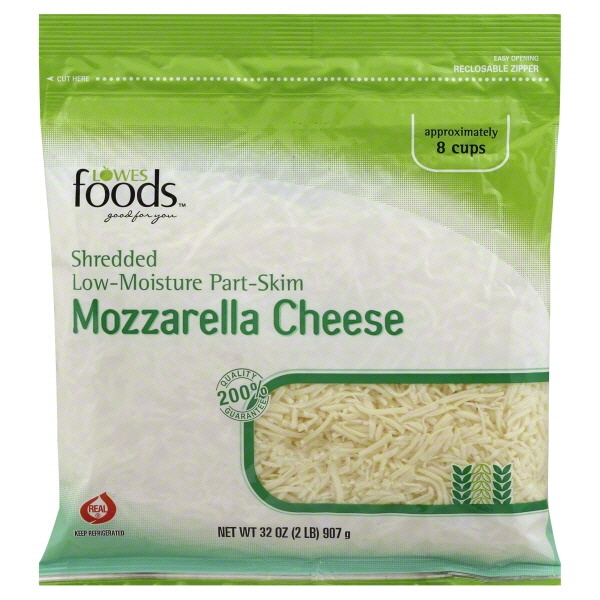 slide 1 of 1, Lowes Foods Shredded Mozzarella Cheese, 32 oz