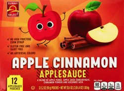 Sunny Select 12 Pack Apple Cinnamon Applesauce - 12 ea