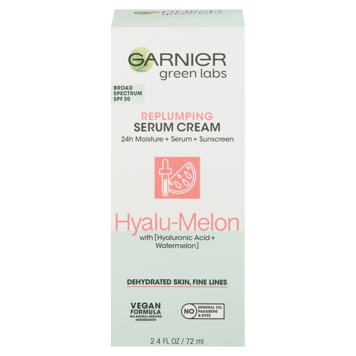 slide 1 of 14, Garnier Green Labs Broad Spectrum SPF 30 Hyalu-Melon Replumping Serum Cream 2.4 fl oz, 2.4 fl oz