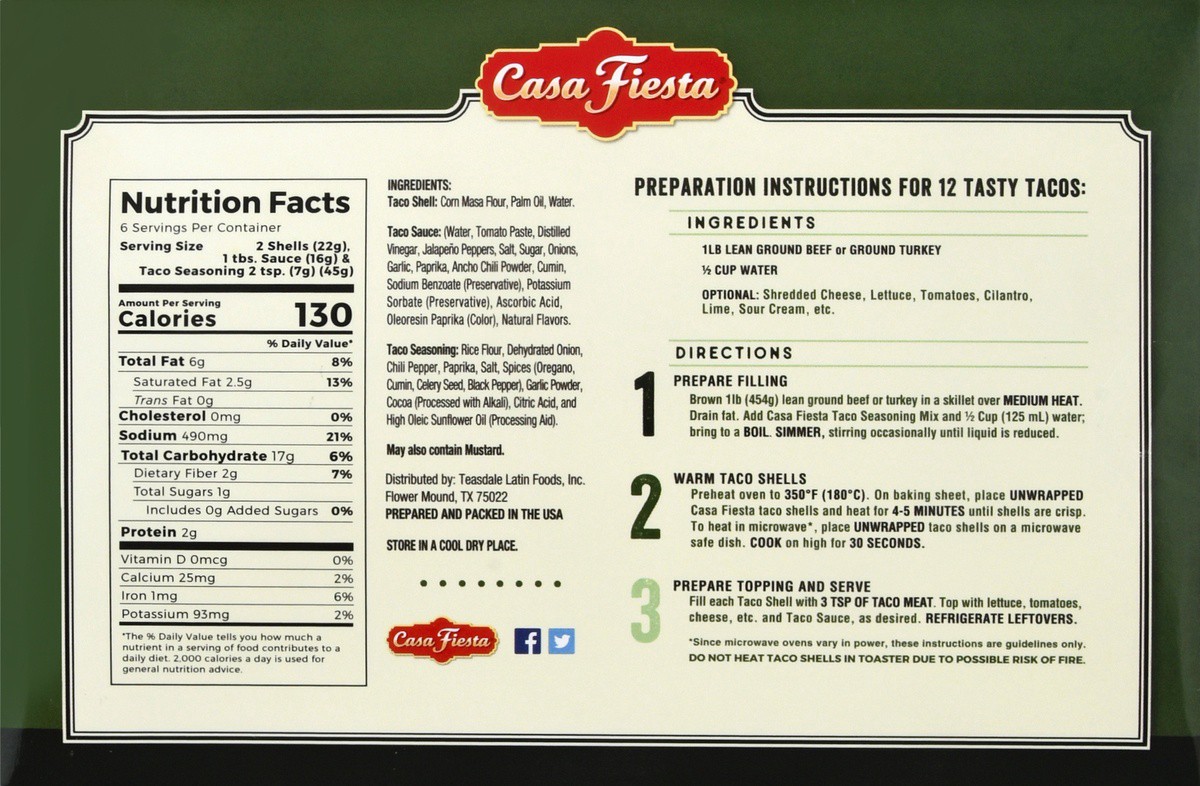 slide 4 of 9, Casa Fiesta Taco Dinner Kit 9.75 oz, 9.75 oz