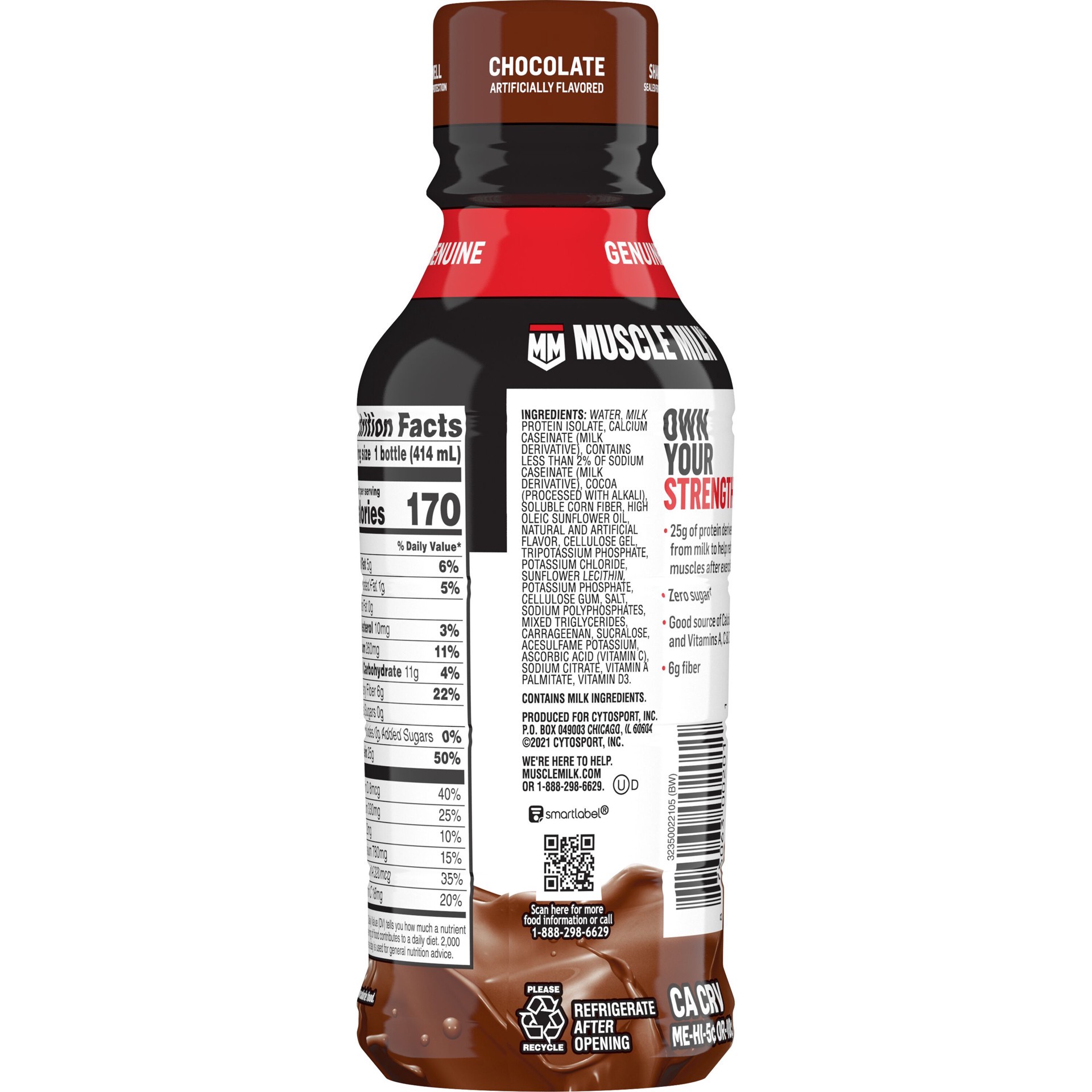 slide 2 of 2, Muscle Milk Protein Shake Chocolate, 14 fl oz