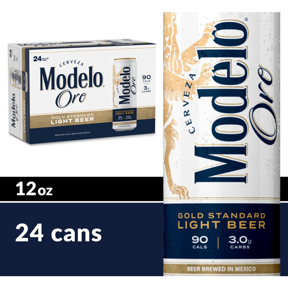 slide 1 of 6, Modelo Oro Mexican Lager Import Light Beer, 24 ct