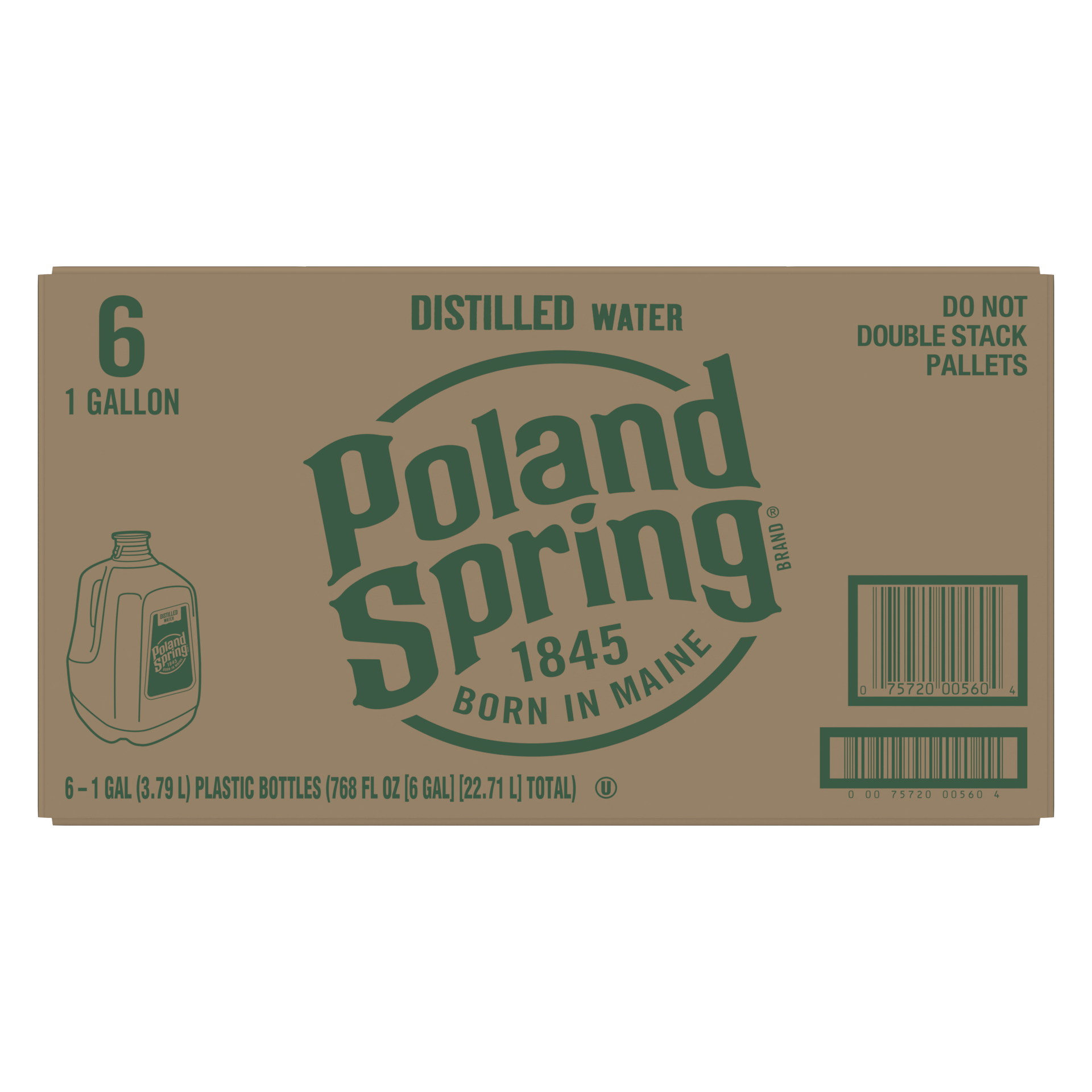 slide 1 of 8, POLAND SPRING Brand Distilled Water, 1-gallon plastic jugs (Pack of 6), 1 g