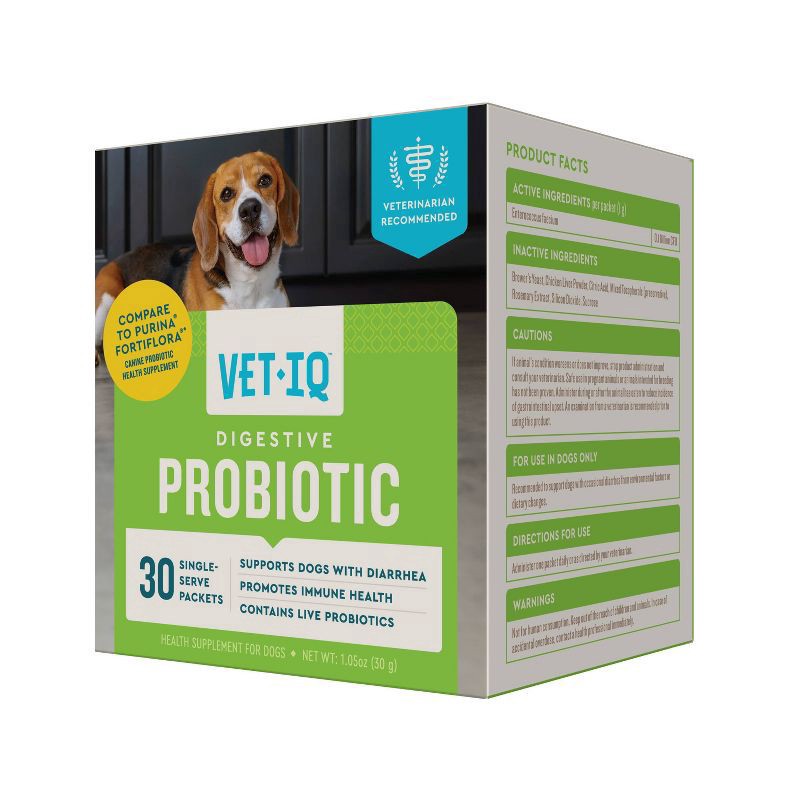 slide 4 of 8, VetIQ Unflavored Digestive Probiotic Dog Supplements - 30ct, 30 ct