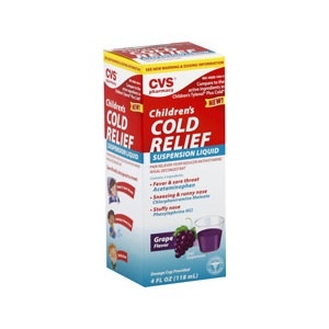 slide 1 of 1, CVS Pharmacy Children's Cold Relief Liquid Grape Flavor, 4 fl oz; 118 ml