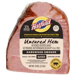 Hatfield Uncured Ham Hardwood Smoked Sliced 24 oz