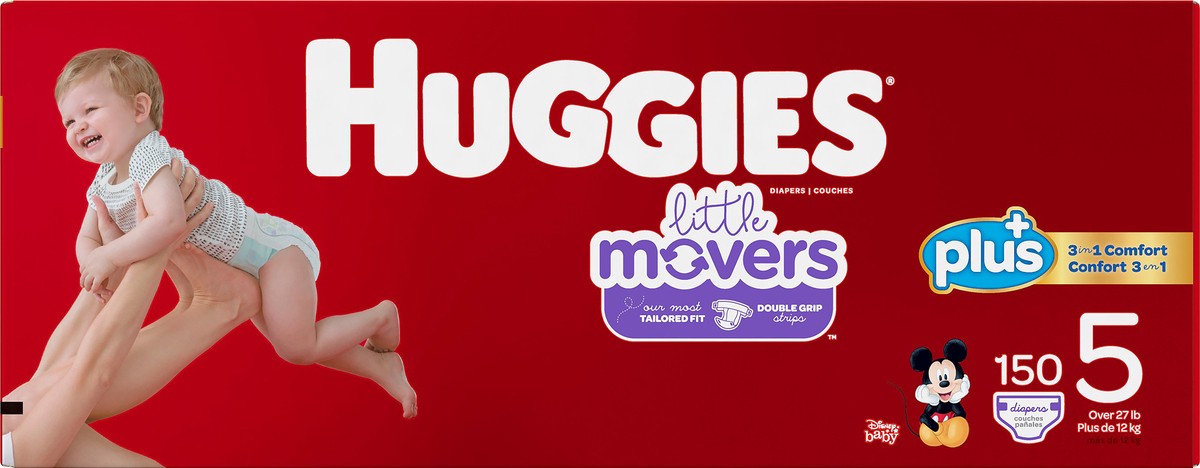 slide 4 of 6, Huggies Little Movers Disney Baby Diapers Size 5 (Over 27 lb) 150 ea, 