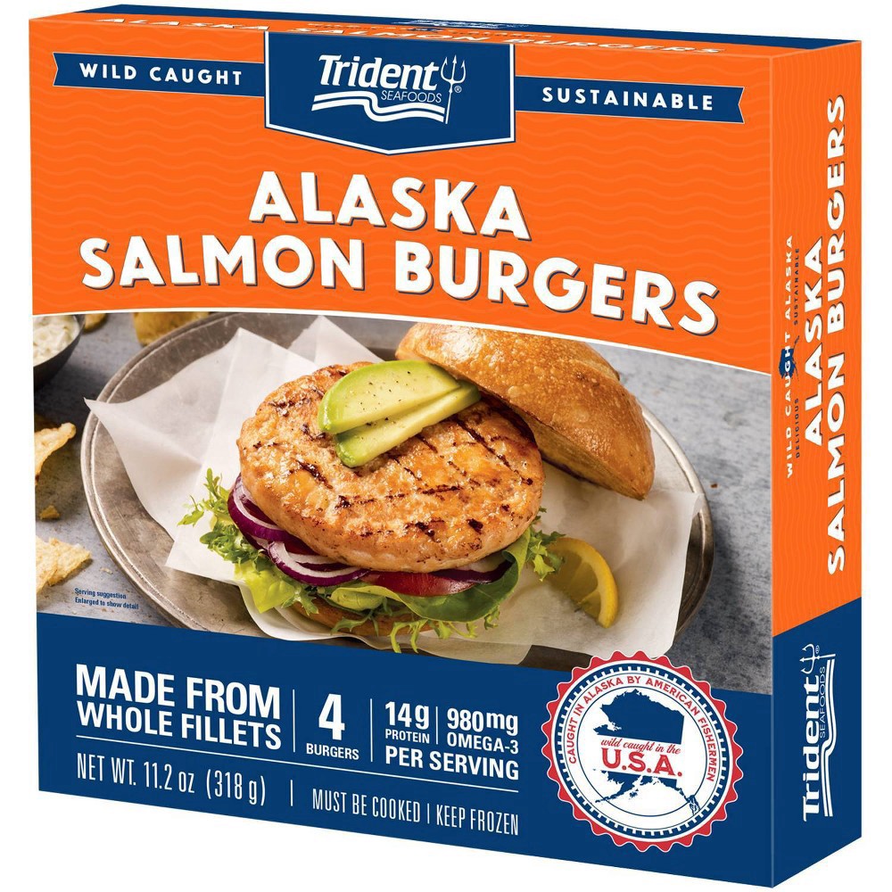 slide 4 of 5, Trident Seafoods Alaska Salmon Burgers 11.2 oz, 11.2 oz