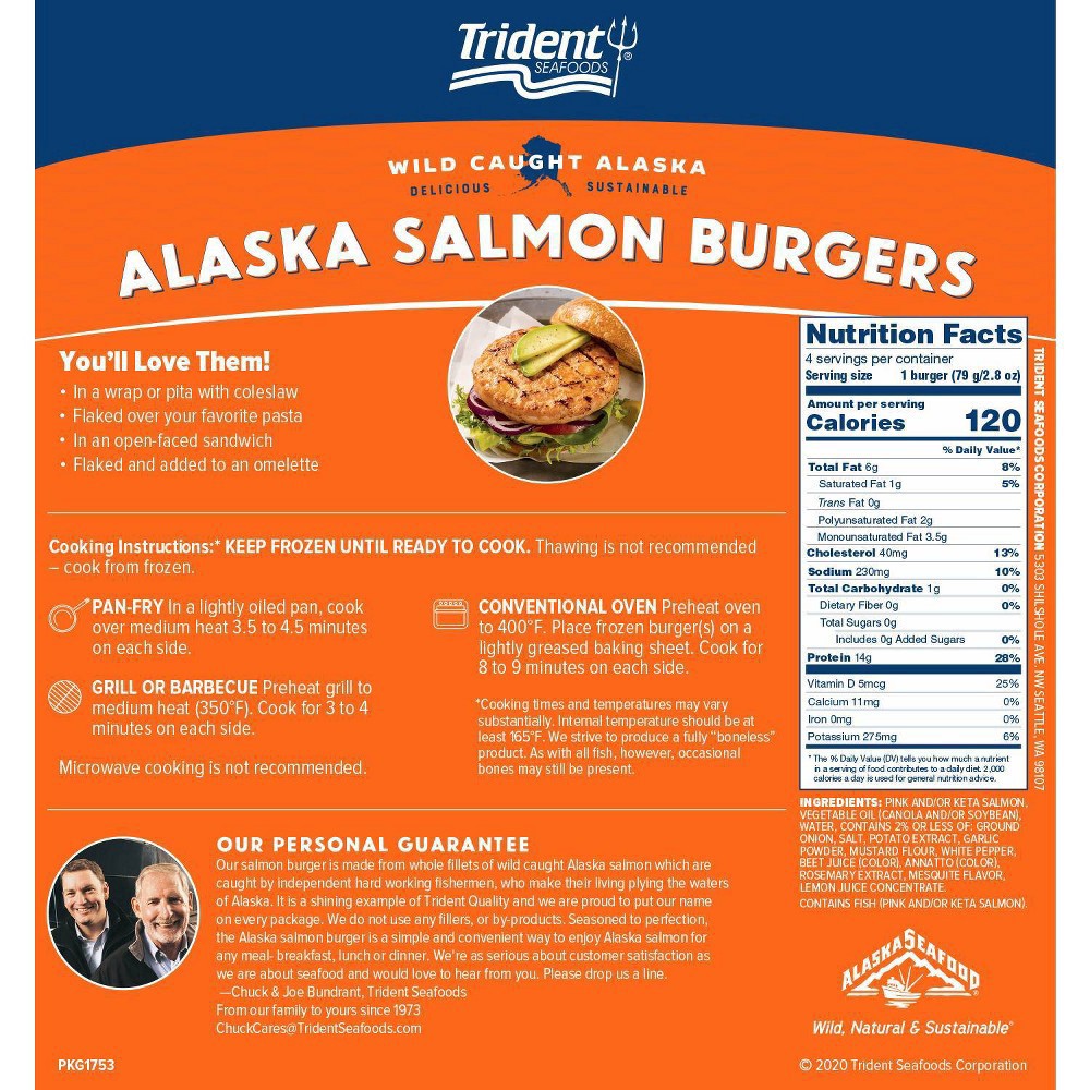 slide 3 of 5, Trident Seafoods Alaska Salmon Burgers 11.2 oz, 11.2 oz