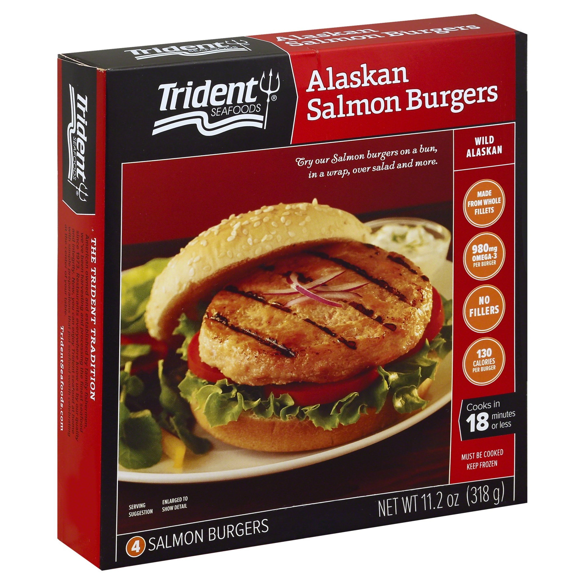 Trident Seafoods Frozen Alaskan Salmon Burgers (4 ct)