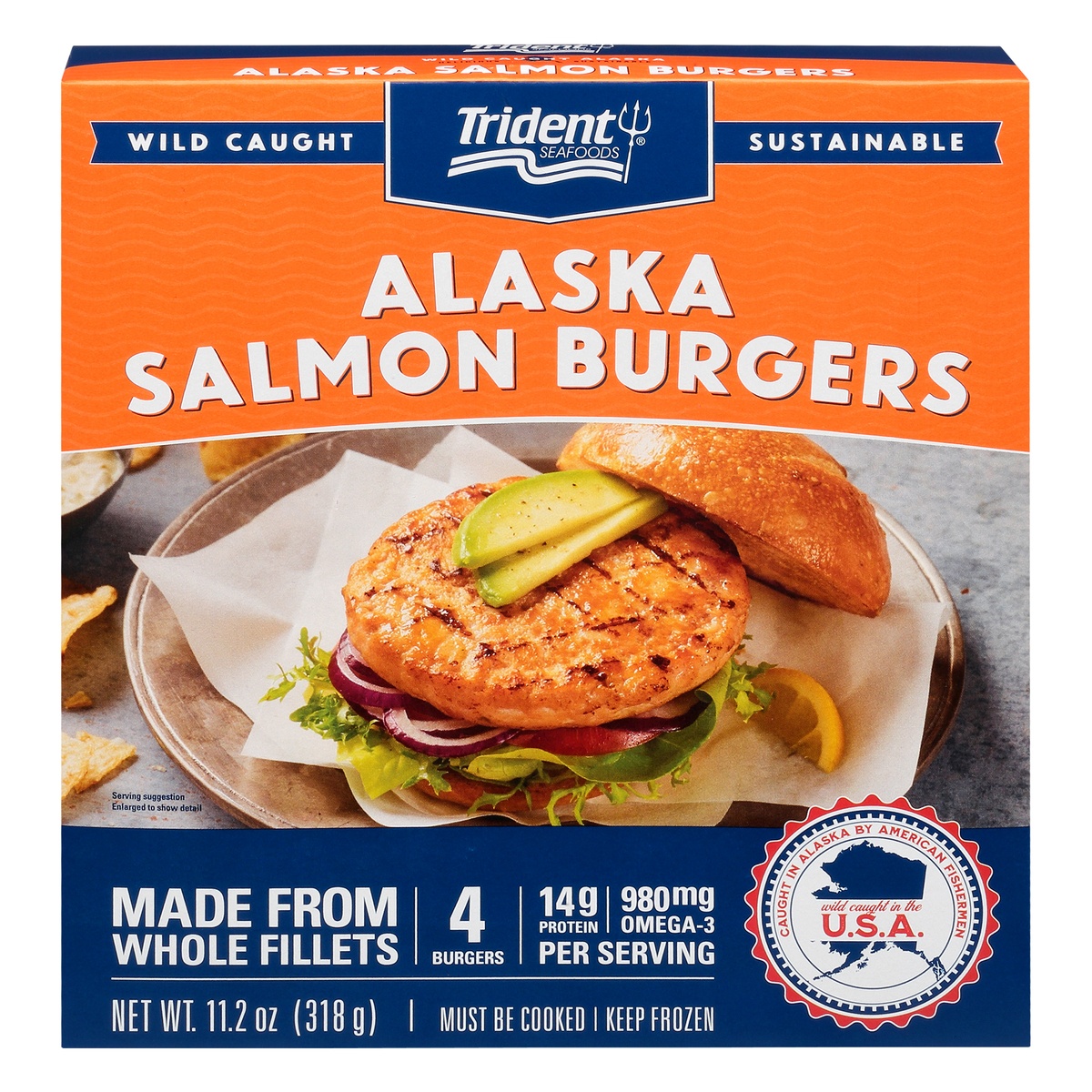 slide 1 of 1, Trident Alaska Salmon Burgers 4 ea, 4 ct