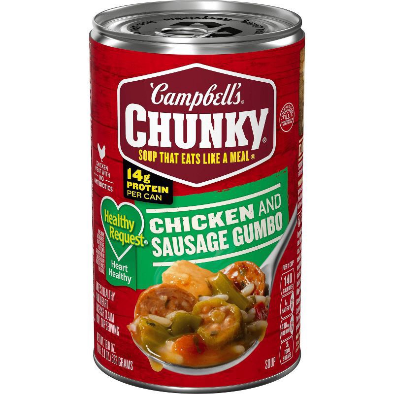 slide 1 of 5, Campbell's Chunky Soup, Healthy Request Chicken and Sausage Gumbo, 18.8 oz Can, 18.8 oz