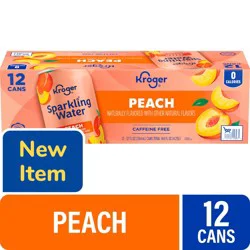 Kroger Caffeine Free Peach Sparkling Water Cans