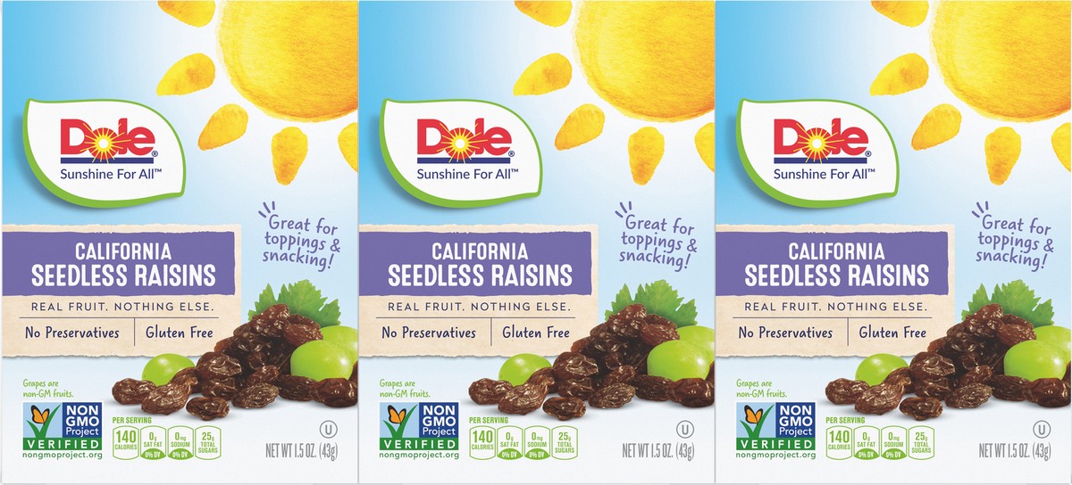 slide 2 of 11, Dole Raisins, 6 ct