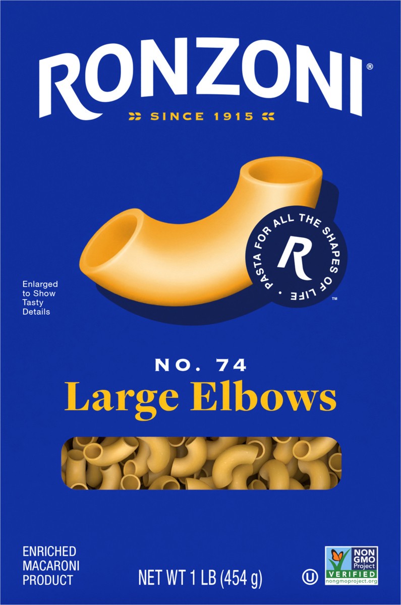 slide 3 of 9, Ronzoni Large Elbows, 16 oz, Non-GMO Macaroni Pasta, 1 lb