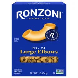 Ronzoni Large Elbows, 16 oz, Non-GMO Macaroni Pasta
