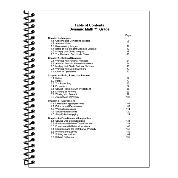 slide 4 of 8, Dynamic Math by Classroom Ready Workbook, 7th Grade, 1 ct