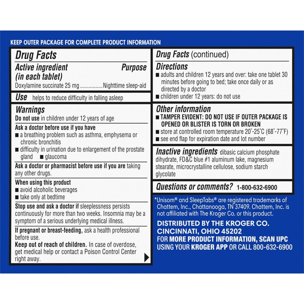 slide 4 of 6, Kroger Nighttime Sleep-Aid Tablets 25Mg, 32 ct