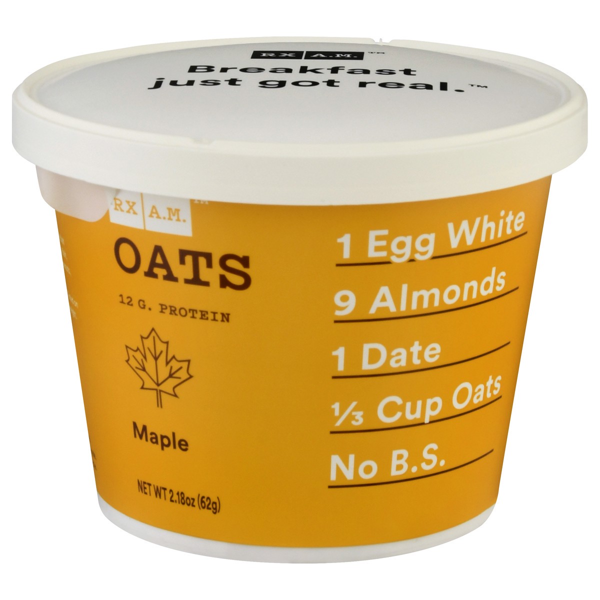 slide 1 of 9, RX A.M. Oats Oat Cup, Maple, 12g Protein, 2.18oz Cup, 1 Count, 2.18 oz