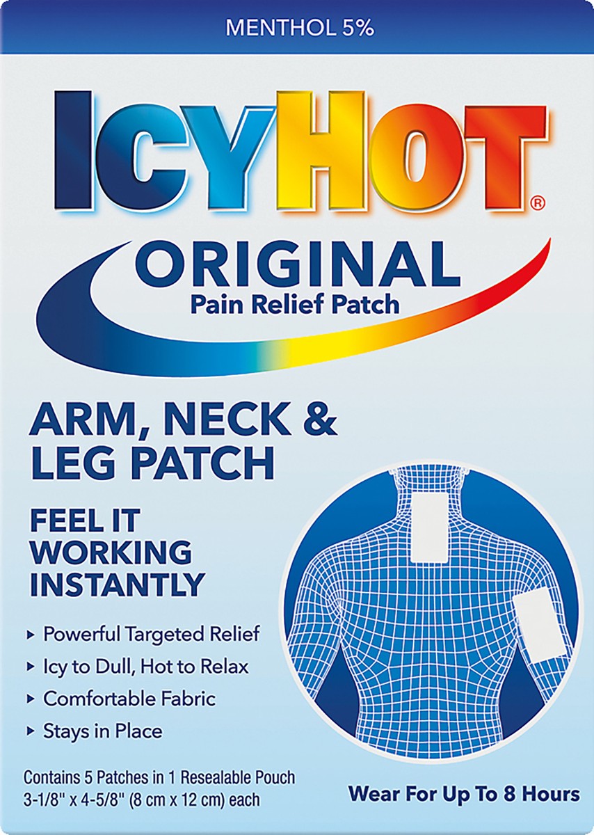 slide 5 of 12, Icy Hot Original Arm, Neck & Leg Pain Relief Patch 5 ea, 5 ct