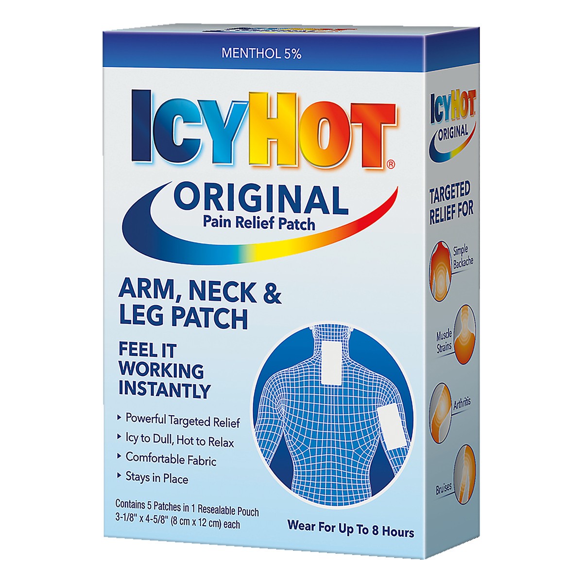 slide 9 of 12, Icy Hot Original Arm, Neck & Leg Pain Relief Patch 5 ea, 5 ct