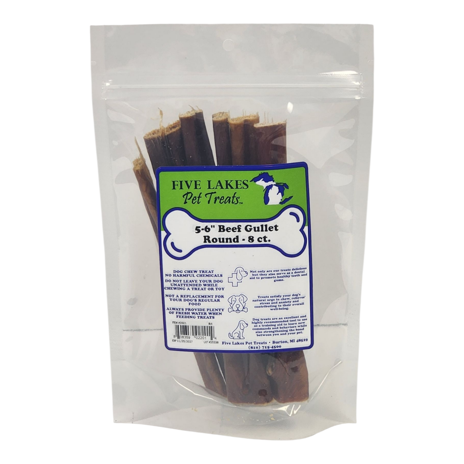 slide 1 of 1, Five Lakes Pet Treats 5-6" Beef Gullet Round Dog Treat, 8 ct., 8 ct
