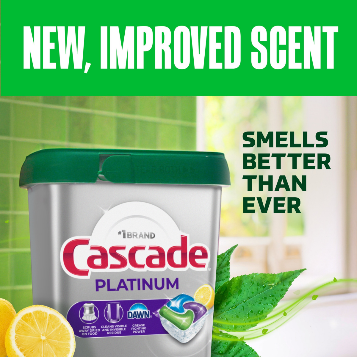 slide 20 of 29, Cascade Platinum Dishwasher Pods, Dishwasher Detergent, Dish Detergent Soap, Lemon, 59 Count, 59 ct