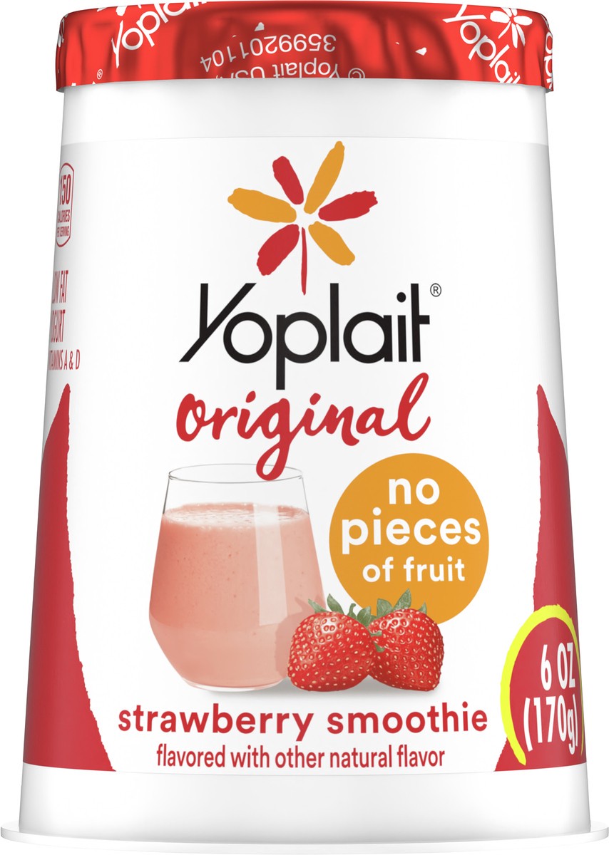 slide 10 of 11, Yoplait Original Strawberry Smoothie Low Fat Yogurt, 6 OZ Yogurt Cup, 6 oz