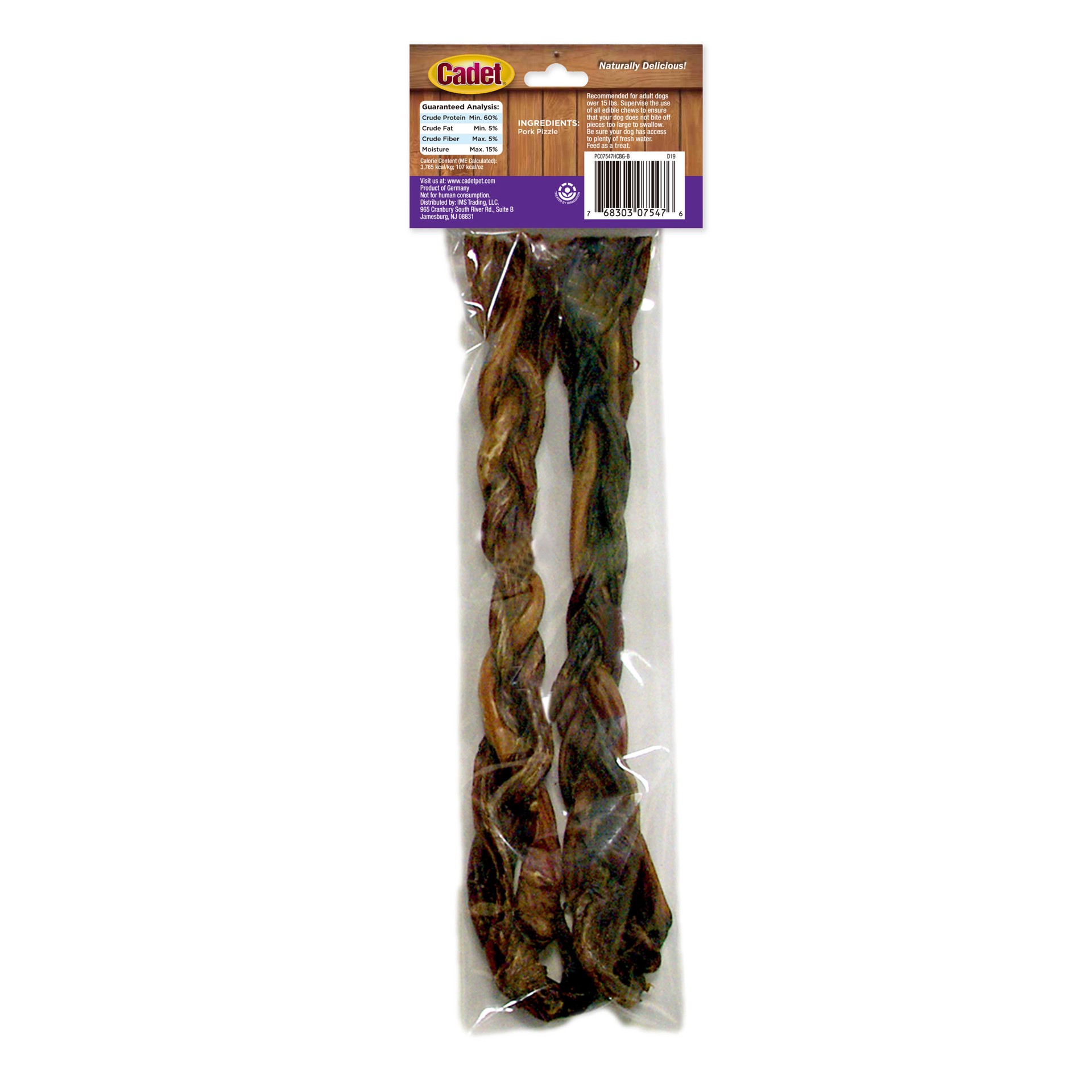 slide 6 of 8, Cadet Braided Piggy Sticks for Dogs (2 Count), 2 ct