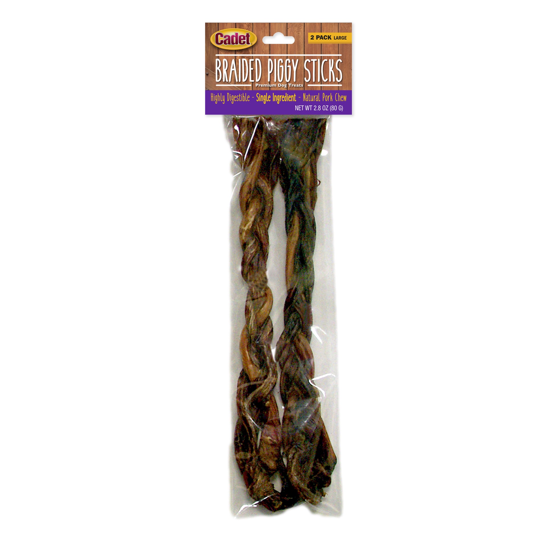 slide 1 of 8, Cadet Braided Piggy Sticks for Dogs (2 Count), 2 ct