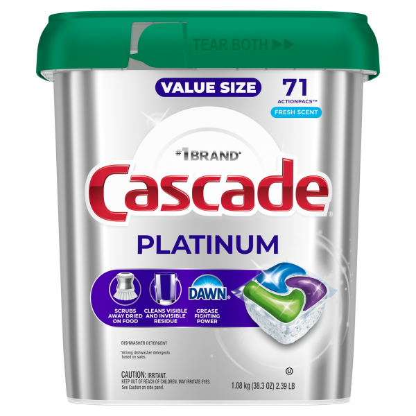 slide 25 of 29, Cascade Platinum Action Pacs Fresh Scent, 71ct, 74 ct