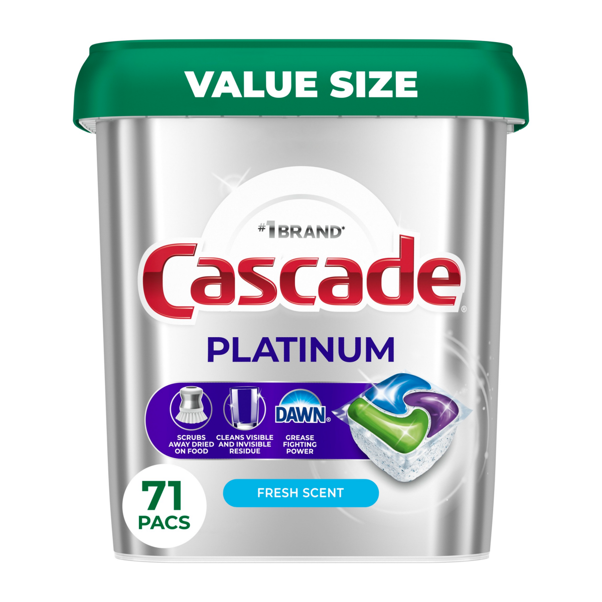 slide 1 of 29, Cascade Platinum Action Pacs Fresh Scent, 71ct, 74 ct