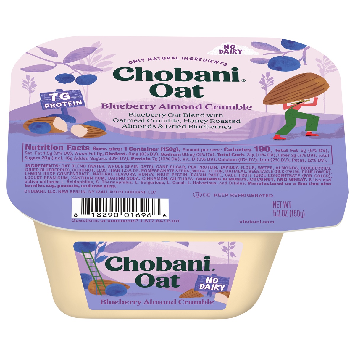 slide 1 of 10, Chobani Blueberry Almond Crumble Yogurt, 5.3 oz