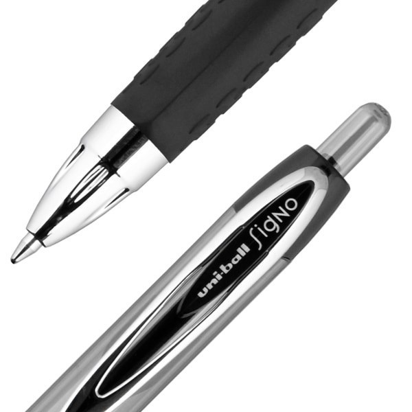 slide 4 of 8, uni-ball 207 Retractable Fraud Prevention Gel Pens, Bold Point, 1.0 Mm, Translucent Black Barrels, Black Ink, Pack Of 4, 4 ct
