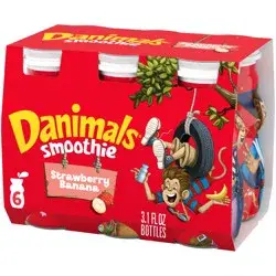 Danimals Smoothies, Swingin' Strawberry Banana, Gluten-Free, Non-GMO Project Verified, 3.1 Fl. Oz., 6 Pack