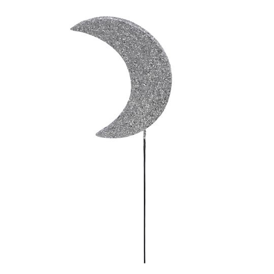 slide 1 of 3, 10.5" Silver Glitter Moon Pick By Ashland, 10.5 in