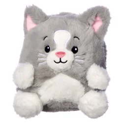 American Greetings Gray and White Cat 6" Plush Toy with Zipper for Kids